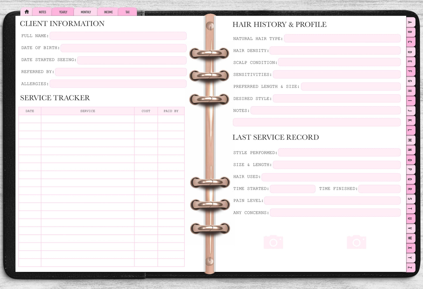 Hair Stylist Client Record Book - Digital