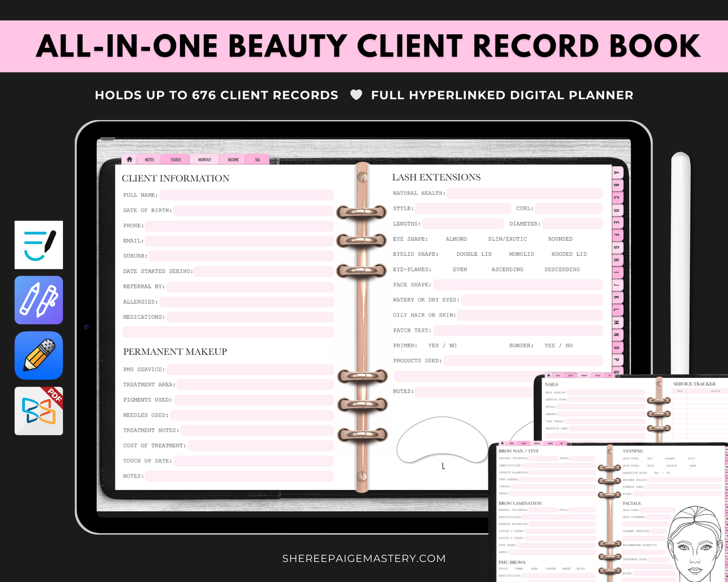 All-In-One Beauty Client Record Book - Digital