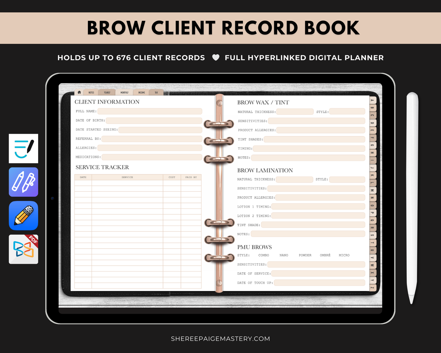 Brow Tech Client Record Book - Digital