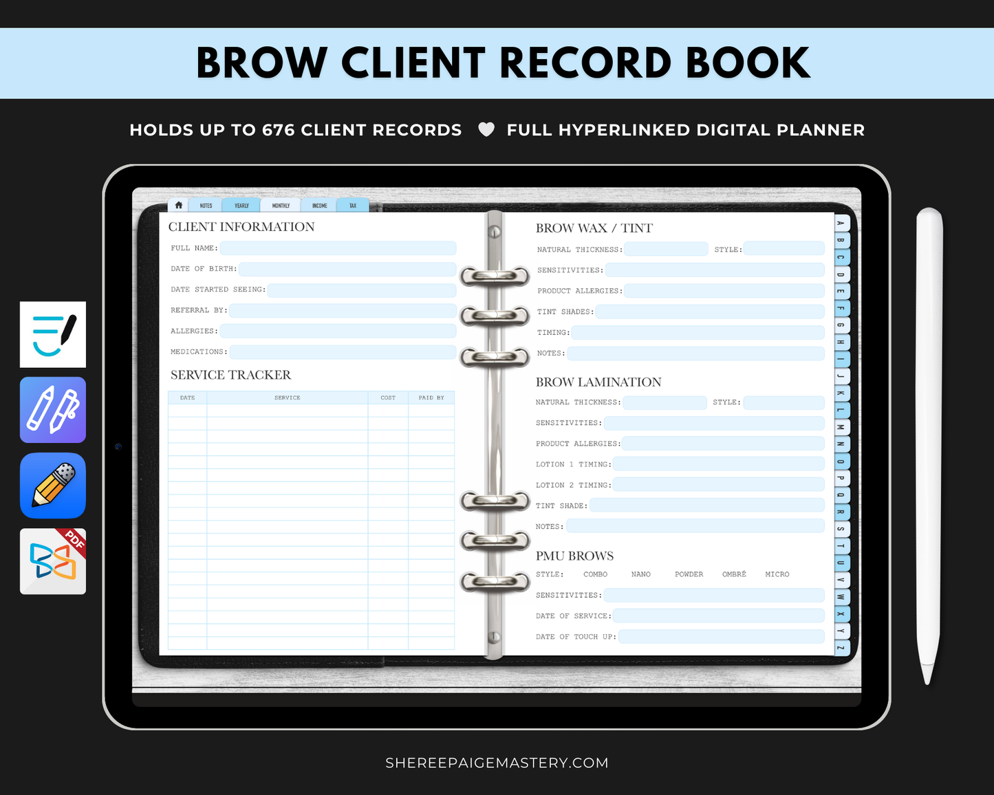 Brow Tech Client Record Book - Digital